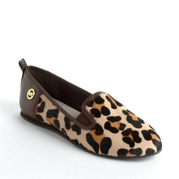 Michael Kors Women's Merritt Leopard Print Brown Leather Flat/Slip On Shoes‎ 5 - Picture 1 of 7